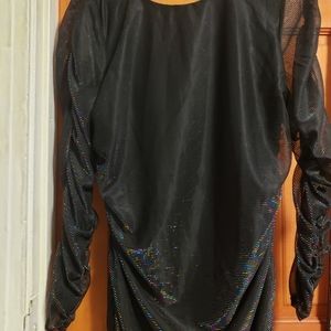 Rachel Roy Iridescent Ruched Black Dress